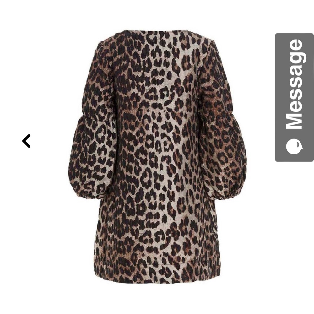 Ganni I leopard puff sleeve dress with pockets excellent condition size 36